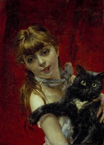黒猫を連れた少女 1885年頃 油彩・カンヴァス