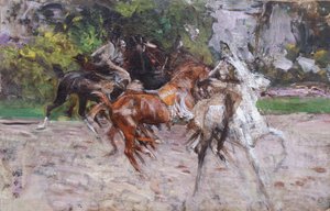 ブローニュの森の馬たち 1885年頃（油彩・板） 作： Giovanni Boldini