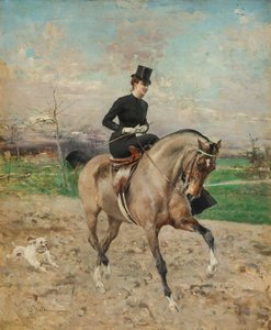 女曲馬師。 1878年、馬に乗ったアリスレノー。