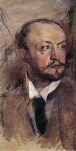 イタリア、フィレンツェ、モントルソリの自画像、油絵 作： Giovanni Boldini