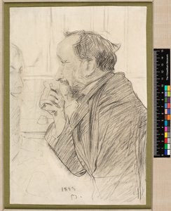 カフェのテーブルに座るエドガー・ドガの肖像 作： Giovanni Boldini