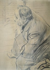 ジョヴァンニ・ボルディーニ（1842-1931）によるエドガー・ドガの肖像 木炭・キャンバス 605x46cm 1885年頃 作： Giovanni Boldini