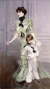 ヒューゴ夫人とその息子の肖像、1924年 作： Giovanni Boldini