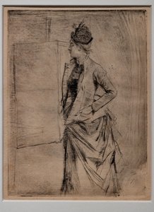 横顔で立っている若い女性の肖像 (訪問) 作： Giovanni Boldini