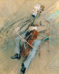 チェロ奏者ガエタノ・ブラガの肖像 作： Giovanni Boldini