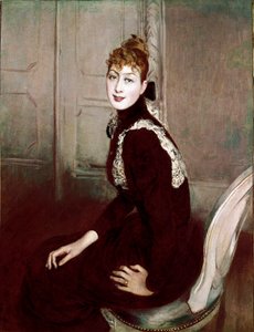 フランゾーニ侯爵夫人の肖像。ジョヴァンニ・ボルディーニ（1842-1931）による絵画 作： Giovanni Boldini