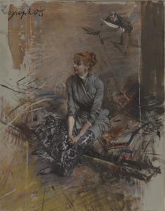女優ガブリエル・レジャンの肖像1856-1920 作： Giovanni Boldini