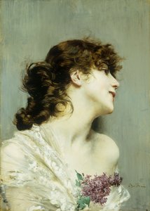若い女性のプロフィール、 作： Giovanni Boldini
