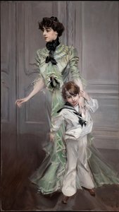 ヒューゴ夫人とその息子の肖像（1898年 作： Giovanni Boldini