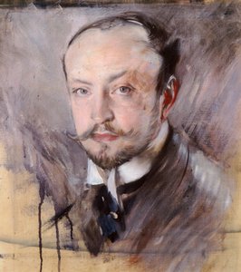 ジョヴァンニ・ボルディーニ（1842-1931）の自画像（正面）、油彩・キャンバス 作： Giovanni Boldini
