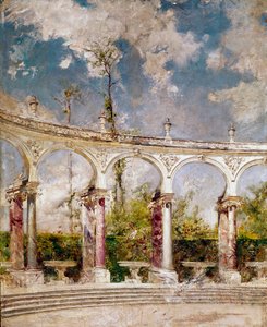 ヴェルサイユの列柱廊 ジョヴァンニ・ボルディーニ（1842-1931）の絵画 1889年 日。64x52 cm Pistoia, Boldini コレクション 作： Giovanni Boldini