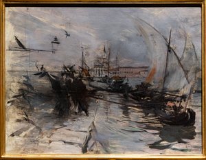 Venetsia, St. Giorgio Maggiore kaupungista katsottuna, n. 1885 (öljy paneelissa) 作： Giovanni Boldini
