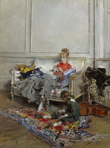 若い女性のかぎ針編み、1875 作： Giovanni Boldini
