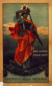 イタリア軍のポスター、第一次世界大戦：「Prestitio della Vittoria」、イタリア軍の国債ポスター 作： Giovanni Capranesi