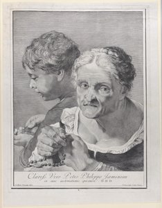 ロザリオを持った老婆とコインを数える少年、1743年。 作： Giovanni Cattini