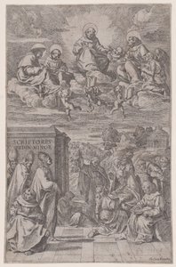 横書きの聖職者、上の天国の他の人、c1650。 作： Giovanni Cesare Testa