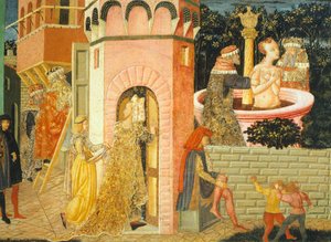 スザンヌの物語」1450年頃、ジョヴァンニ・ディ・セル・ジョヴァンニ（ロ・シェッジア）（1406-1486）が描いた胸像の右側、パネルにテンペラ、詳細 作： Giovanni Di Ser Giovanni Lo Scheggia Guidi