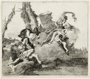 眠るリナルドに遭遇したアルミーダ 作： Giovanni Domenico Tiepolo