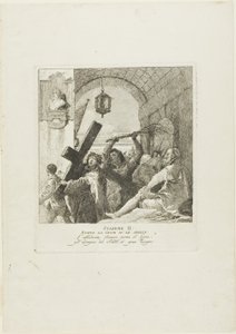 キリストは十字架を受け給う」（「十字架の歩み」より第2曲 作： Giovanni Domenico Tiepolo