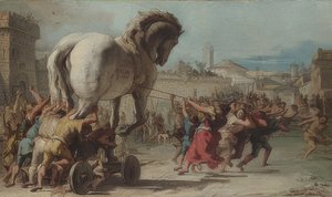 トロイへのトロイの木馬の行列。 1760年頃
