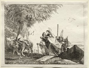 エジプトへの逃避：聖家族、下船。 作： Giovanni Domenico Tiepolo