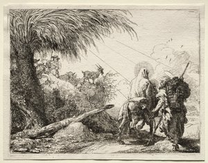 エジプトへの逃避：聖家族と椰子の木 作： Giovanni Domenico Tiepolo