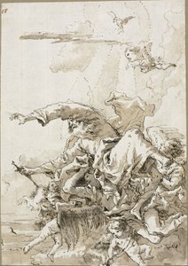 雲の中の天使に支えられた父なる神 II 作： Giovanni Domenico Tiepolo