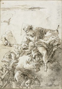 雲の中の天使に支えられた父なる神、私 作： Giovanni Domenico Tiepolo