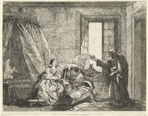 ジョセフはメアリーに逃げるようにとの神の命令を伝える 作： Giovanni Domenico Tiepolo