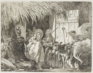 『避難所を求めるヨセフとマリア』、『エジプトへの逃避』のプレート 5 作： Giovanni Domenico Tiepolo