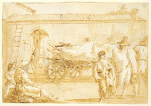 農場カートを持つ農民、c。 1790年。 作： Giovanni Domenico Tiepolo