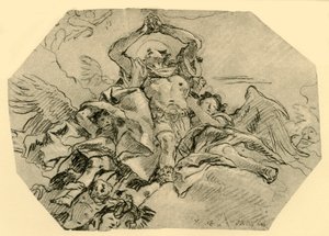 天使に囲まれた祈りの聖者、1762年、1928年 作： Giovanni Domenico Tiepolo