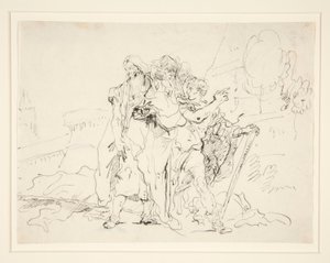 トロイの壁の外のプリアモスと仲間たち 作： Giovanni Domenico Tiepolo