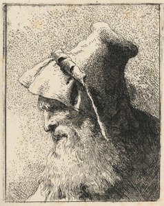 あごひげを生やした老人の横顔 作： Giovanni Domenico Tiepolo