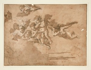 雲の中を飛ぶプッティ 作： Giovanni Domenico Tiepolo