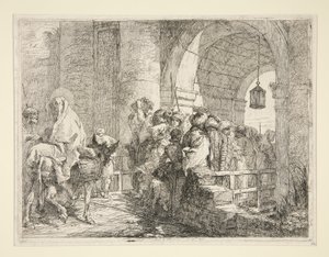 シリーズ Idee pittoresche sopra la fuga in Egitto (Flight into Egypt) より、町の門に聖家族が到着