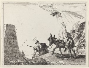 左にオベリスクのある飛行 作： Giovanni Domenico Tiepolo