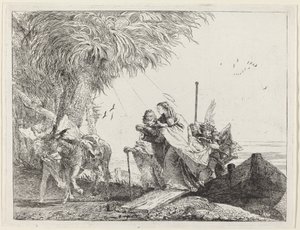 下船する聖家族 作： Giovanni Domenico Tiepolo