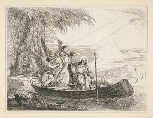 聖家族はボートに乗り込む、シリーズ Idee pittoresche sopra la fuga in Egitto (Flight into Egypt) より