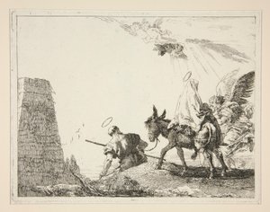 ピラミッドを通過する聖家族、シリーズ Idee pittoresche sopra la fuga in Egitto (Flight into Egypt) より 作： Giovanni Domenico Tiepolo