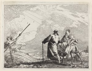 川のほとりの聖家族 作： Giovanni Domenico Tiepolo