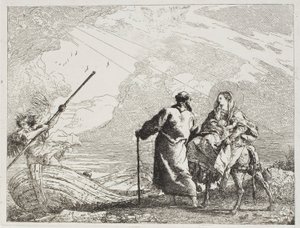 川のほとりの聖家族、『エジプトへの逃避』のプレート 14 作： Giovanni Domenico Tiepolo