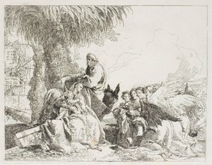 The Rest on the Flight、The Flight into Egypt のプレート 13 作： Giovanni Domenico Tiepolo