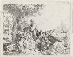The Rest on the Flight、憧れの天使たちと 作： Giovanni Domenico Tiepolo