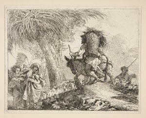 ヨセフと聖母子、シリーズ Idee pittoresche sopra la fuga in Egitto (Flight into Egypt) から 作： Giovanni Domenico Tiepolo