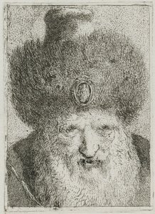 Raccolta di Teste（頭のコレクション）からの毛皮の帽子をかぶったトルコ人 作： Giovanni Domenico Tiepolo