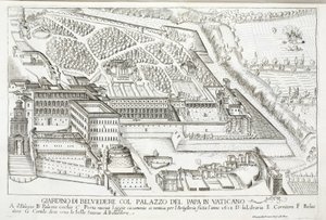 教皇の宮殿、バチカンのベルヴェデーレ庭園の眺め 作： Giovanni Domenico de
