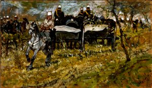 砲兵隊の作戦行動ジョバンニ・ファットーリ（1825-1908）の絵画 作： Giovanni Fattori