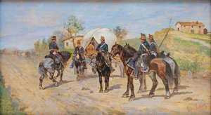 休息中の騎兵隊 作： Giovanni Fattori