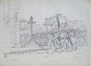リヴォルノでのフランス軍の入場 作： Giovanni Fattori